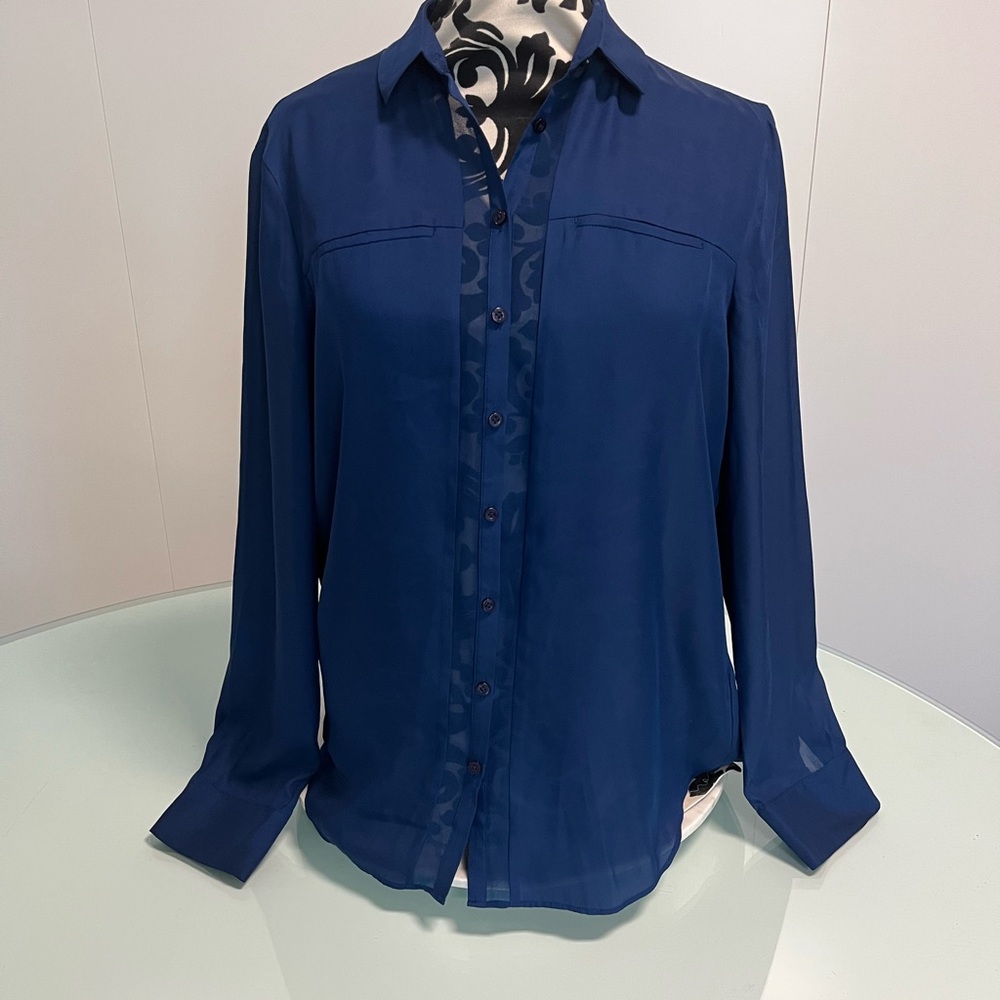 Armani Elegant Blue Button-Up Blouse